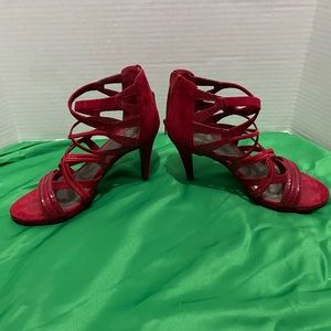 Red Impo Sandal Heels